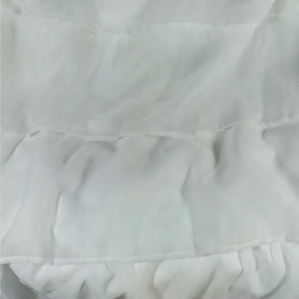 GORGEOUS PURE WHITE RUFFLED/TIERED CHIFFON FLOUNCY SHOWER CURTAIN! 72